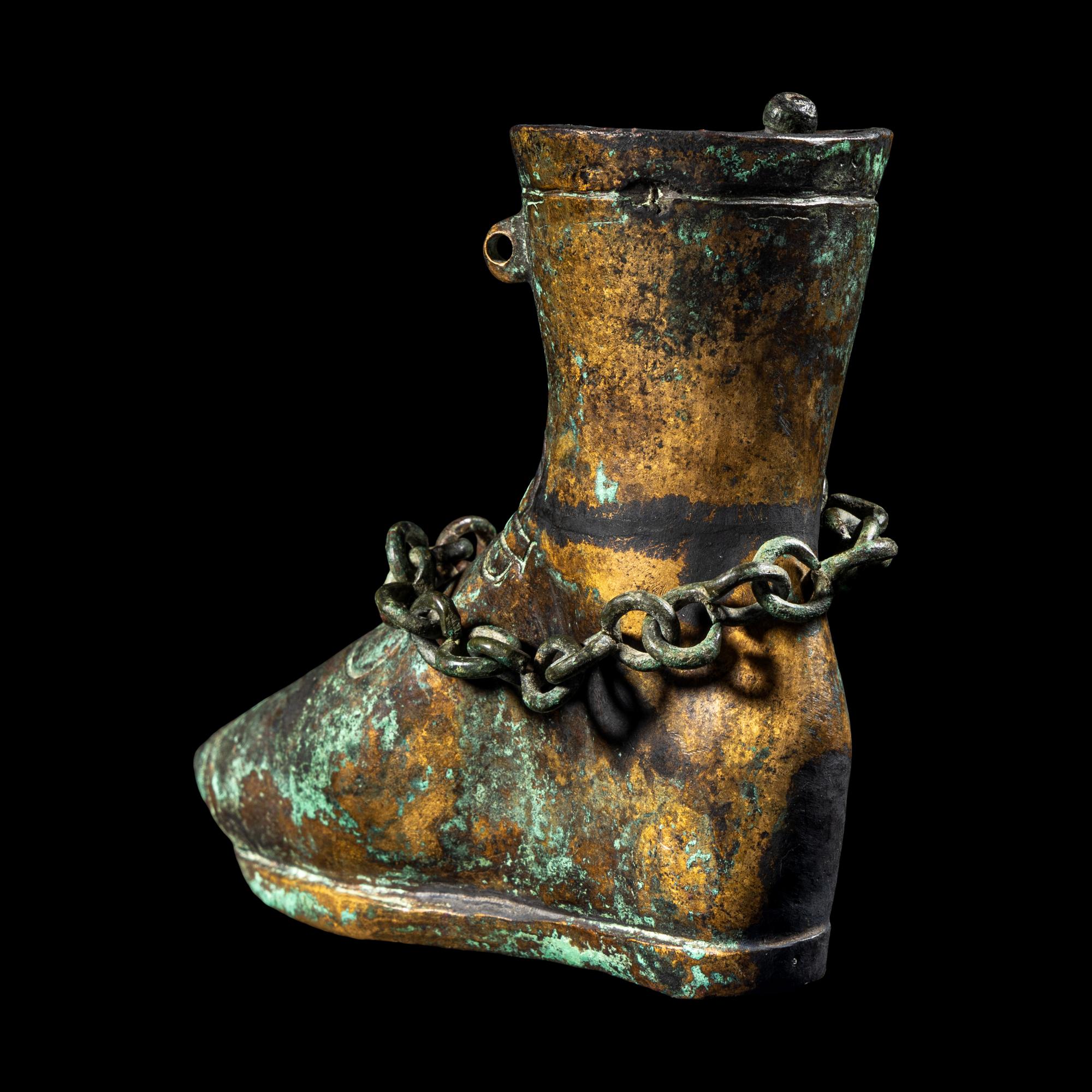 A Roman Bronze Balsamarium in the form of a Boot