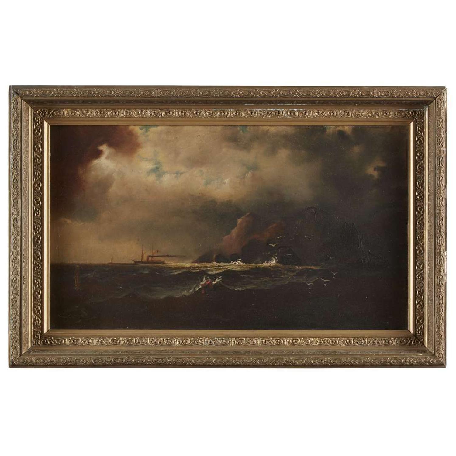 Alexander Charles Stuart (1831-1898) Harbor View with Ship