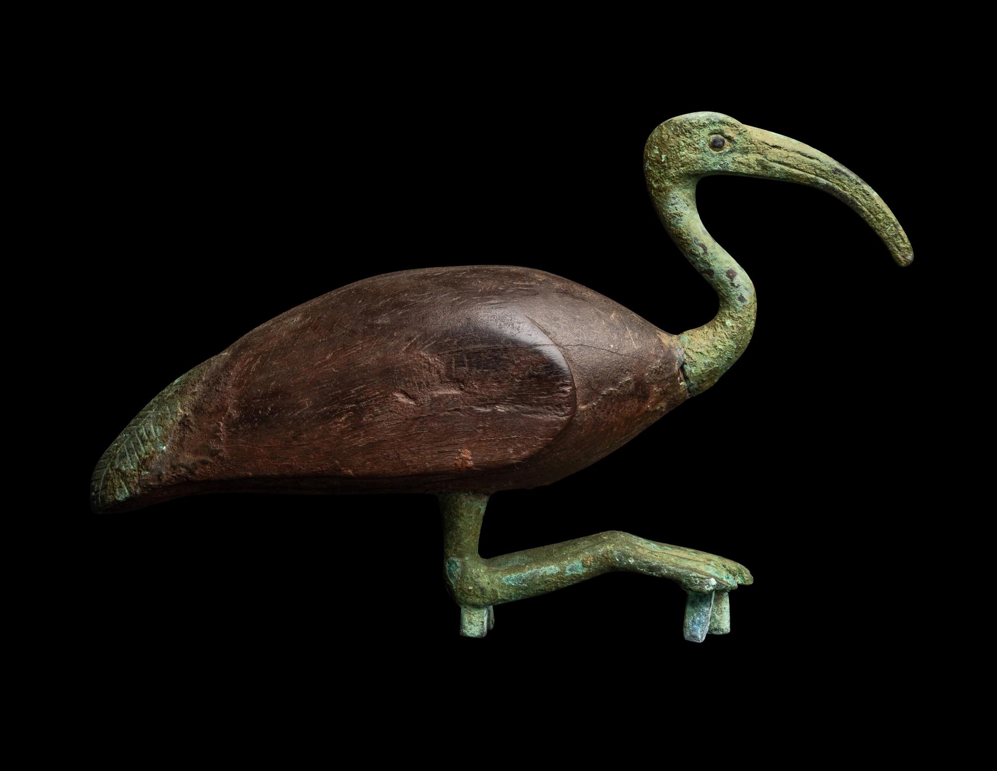 An Egyptian Wood and Bronze Ibis