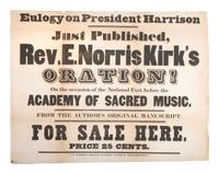 [HARRISON, William Henry (1773-1841).] KIRK, Edward Norris (1802-1874). Eulogy on President Harrison. [New York]: J.W. Harrison, [1841].
