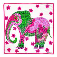 A Salvatore Ferragamo Multicolor Silk Elephant Scarf, 34" x 34".