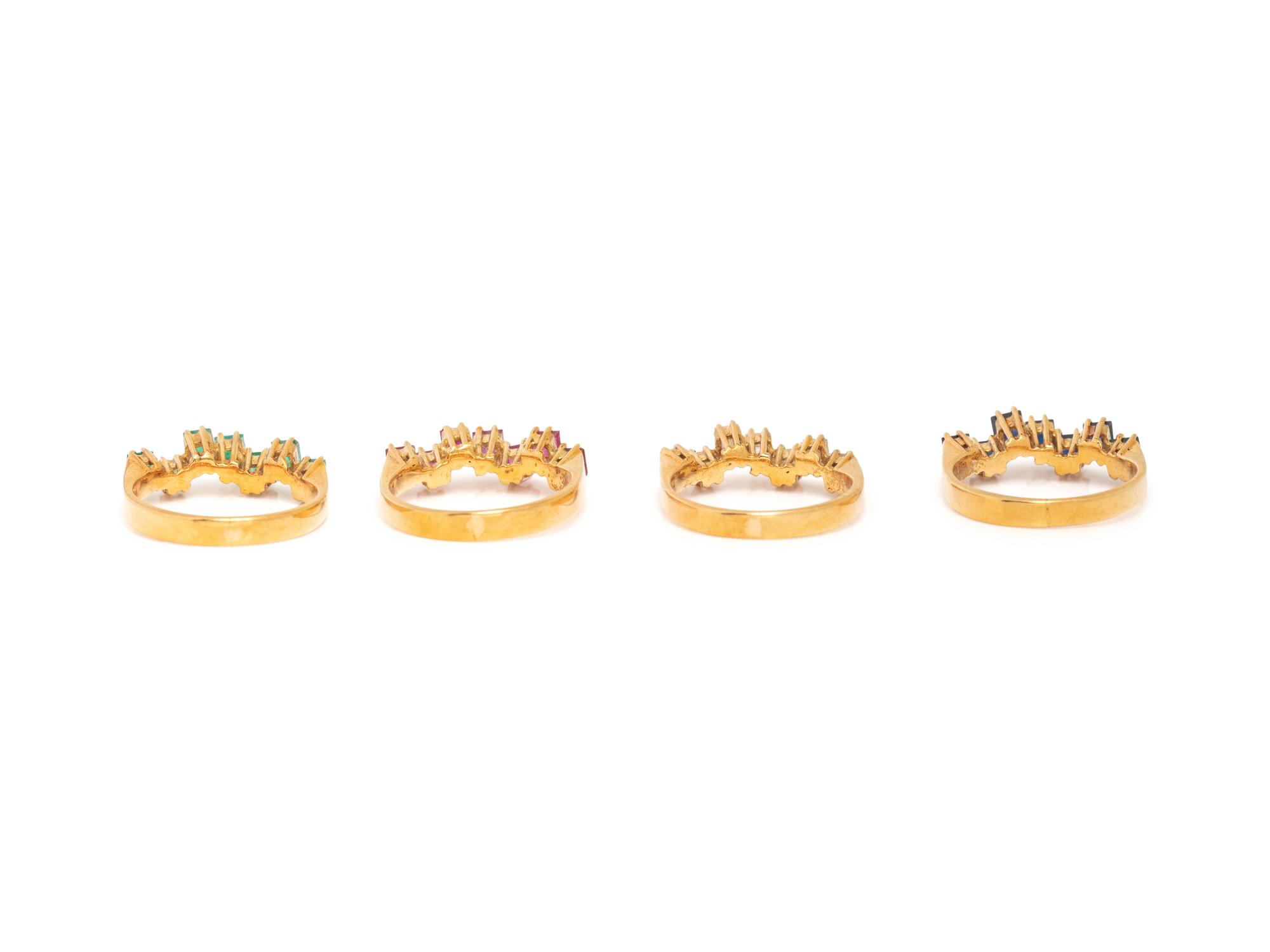 DIAMOND, RUBY, EMERALD, AND SAPPHIRE STACKABLE RINGS