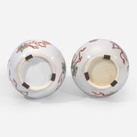 A pair of Chinese famille verte-decorated porcelain triple-gourd vases 五彩三层葫芦形瓶一对 Kangxi period ???