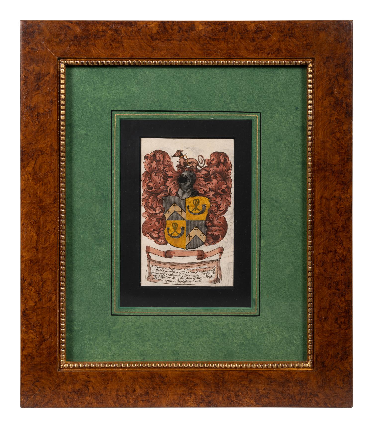 A Set of Four Hand-Colored Heraldic Engravings