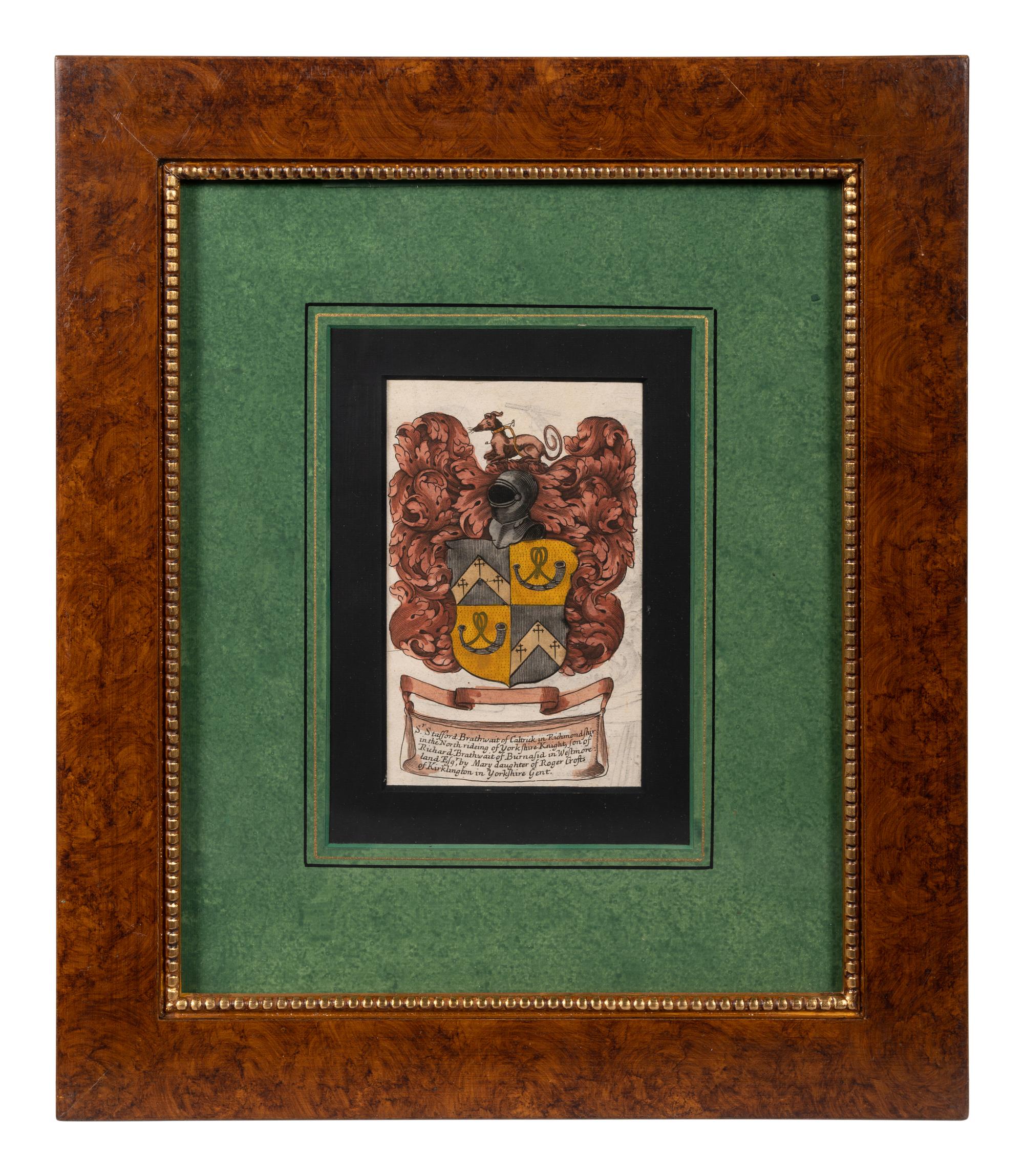 A Set of Four Hand-Colored Heraldic Engravings