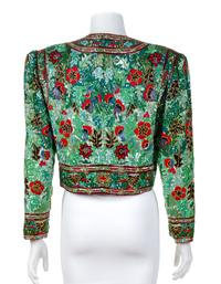 Jeanette for St. Martin Green Beaded Sequin Bolero, 1980-90s