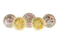 Five Chinese Famille Rose Porcelain Plates