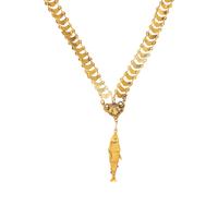 Yellow Gold Chain Necklace with Articulated Fish Pendant