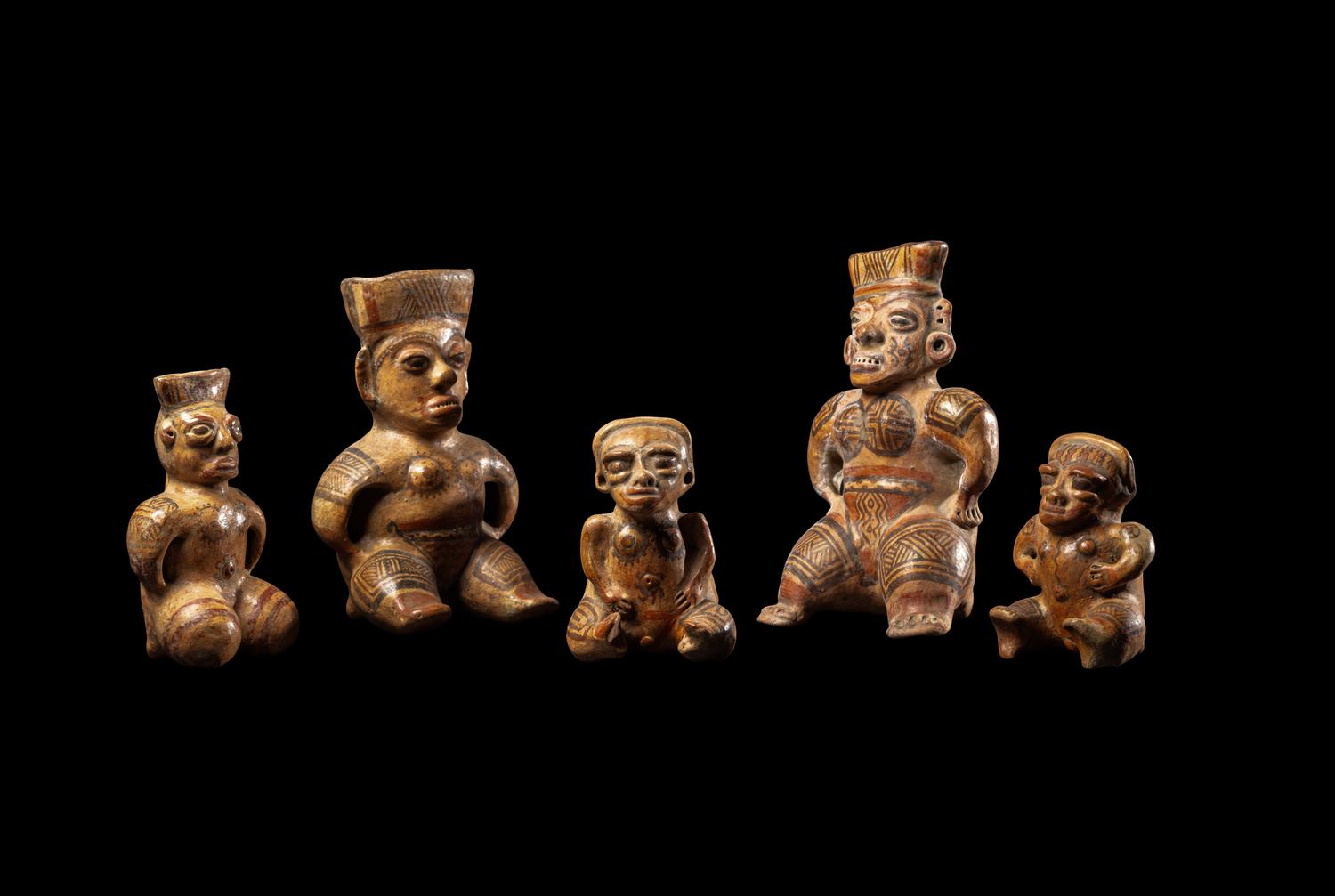 Five Nicoya Polychrome Figures