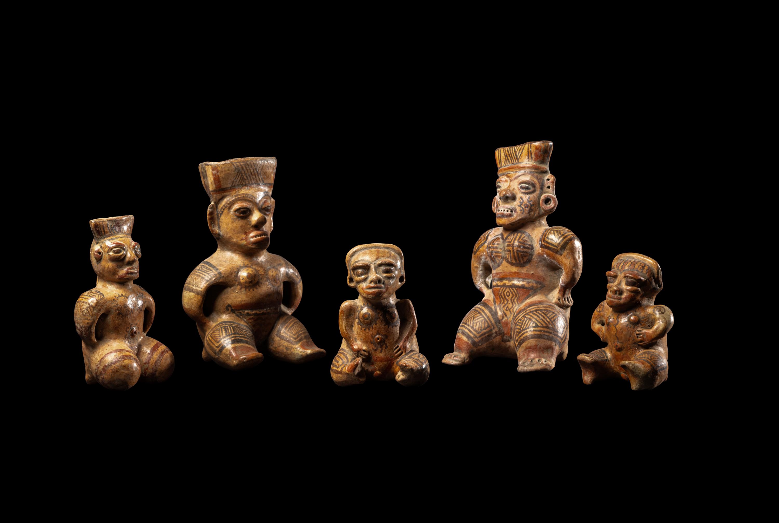 Five Nicoya Polychrome Figures