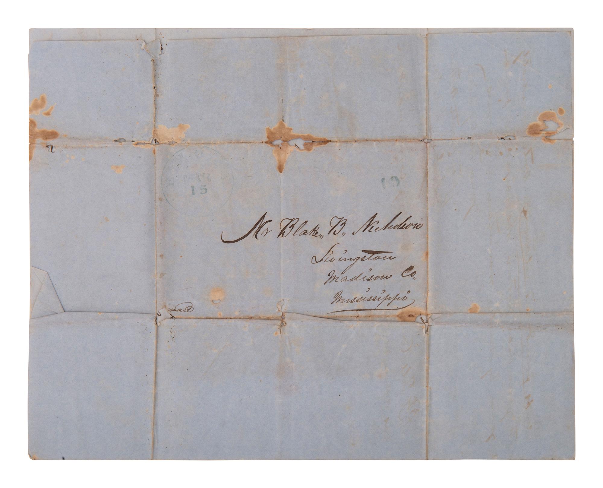[ENSLAVEMENT]. 2 letters regarding the effects of heat and sun exposure on enslaved persons. 1850.