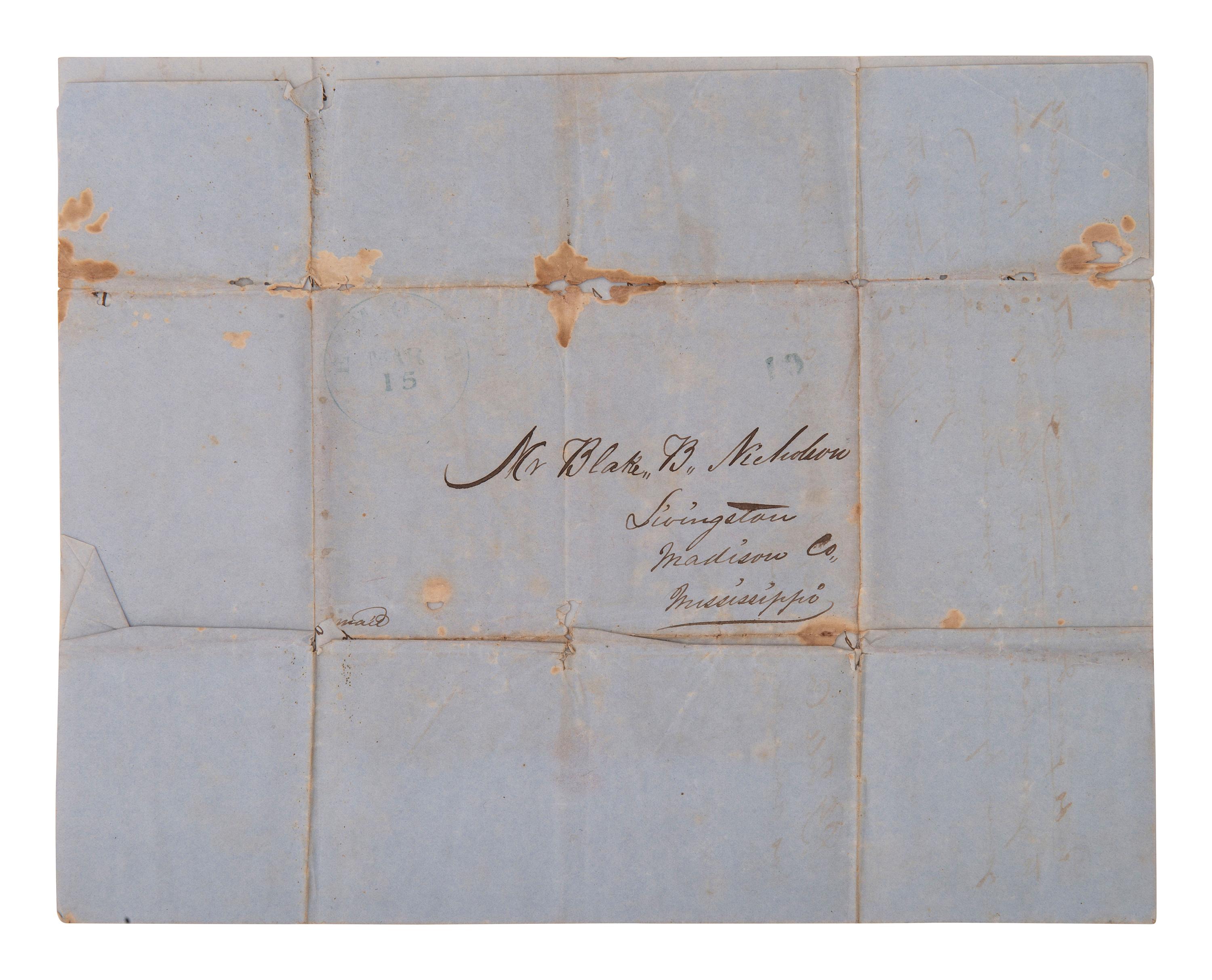[ENSLAVEMENT]. 2 letters regarding the effects of heat and sun exposure on enslaved persons. 1850.