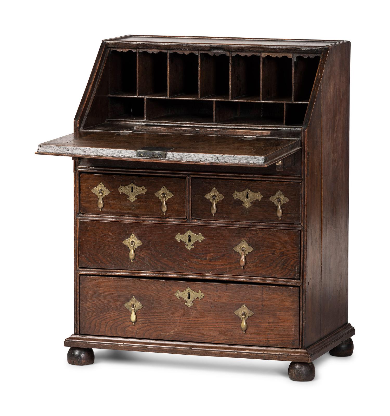 A William and Mary Diminutive Oak Slant Front Desk