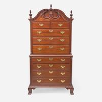 A Chippendale carved mahogany chest-on-chest Attributed to Ebenezer Allen, Jr. (1755-1793) & Cornelius Allen (1767-1835), New Bedford, MA, circa 1775