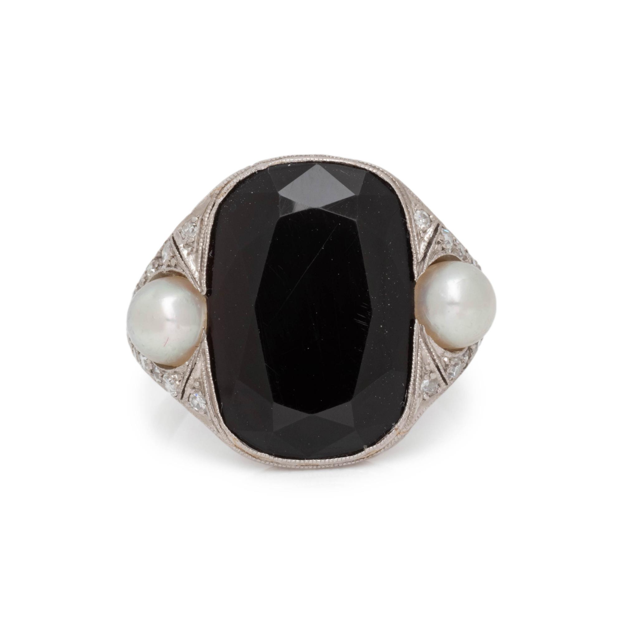 ART DECO, SARD, PEARL AND DIAMOND RING