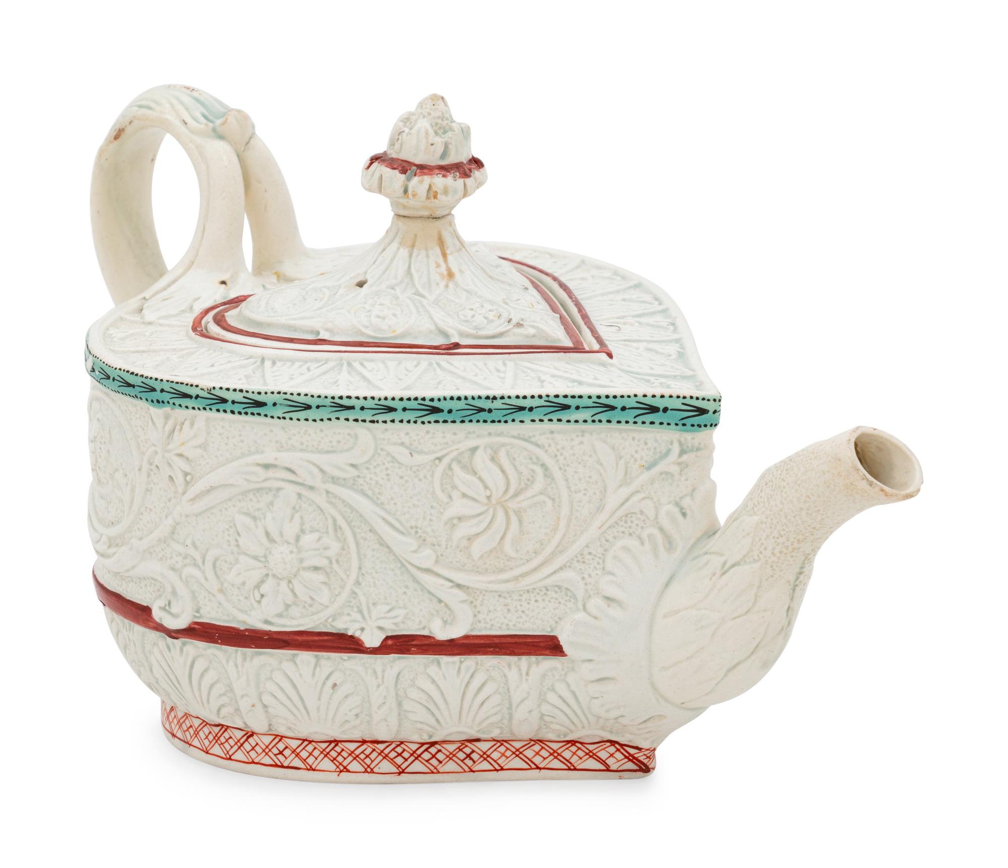 A Staffordshire Pearlware Heart-Shaped Teapot