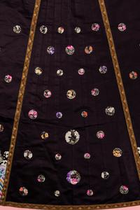 A Set of Aubergine Satin Ground Embroidered Silk Lady's Robe and Skirt