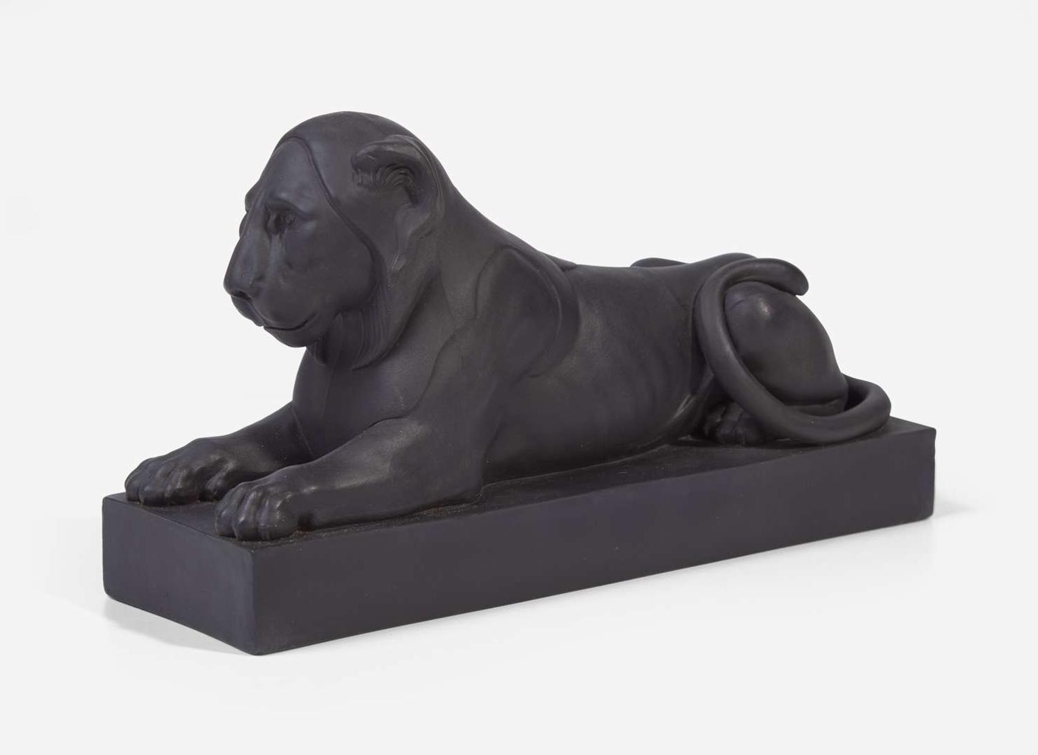 A Wedgwood Black Basalt Figure of a Lion Couchant