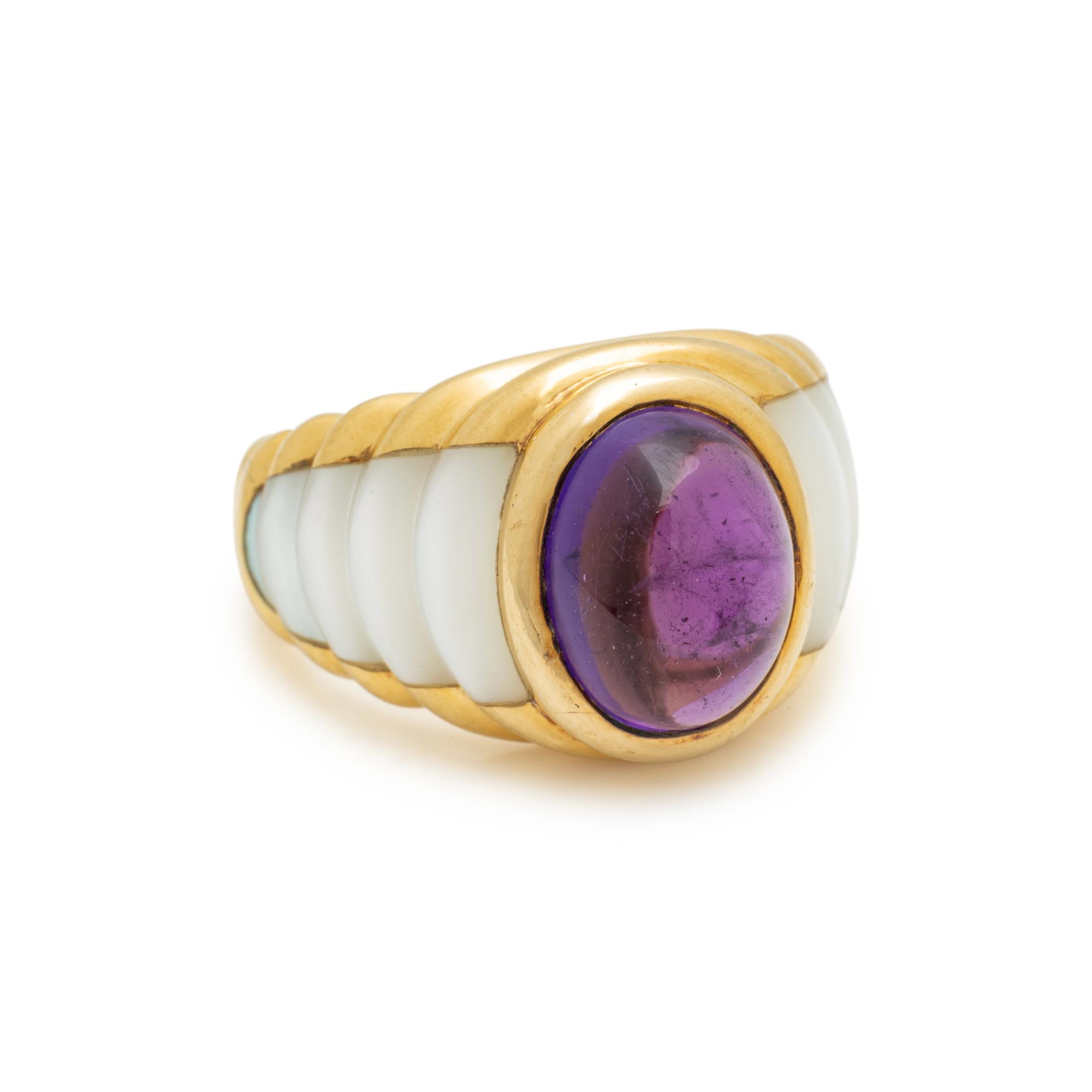MAUBOUSSIN, AMETHYST AND MOTHER OF PEARL RING