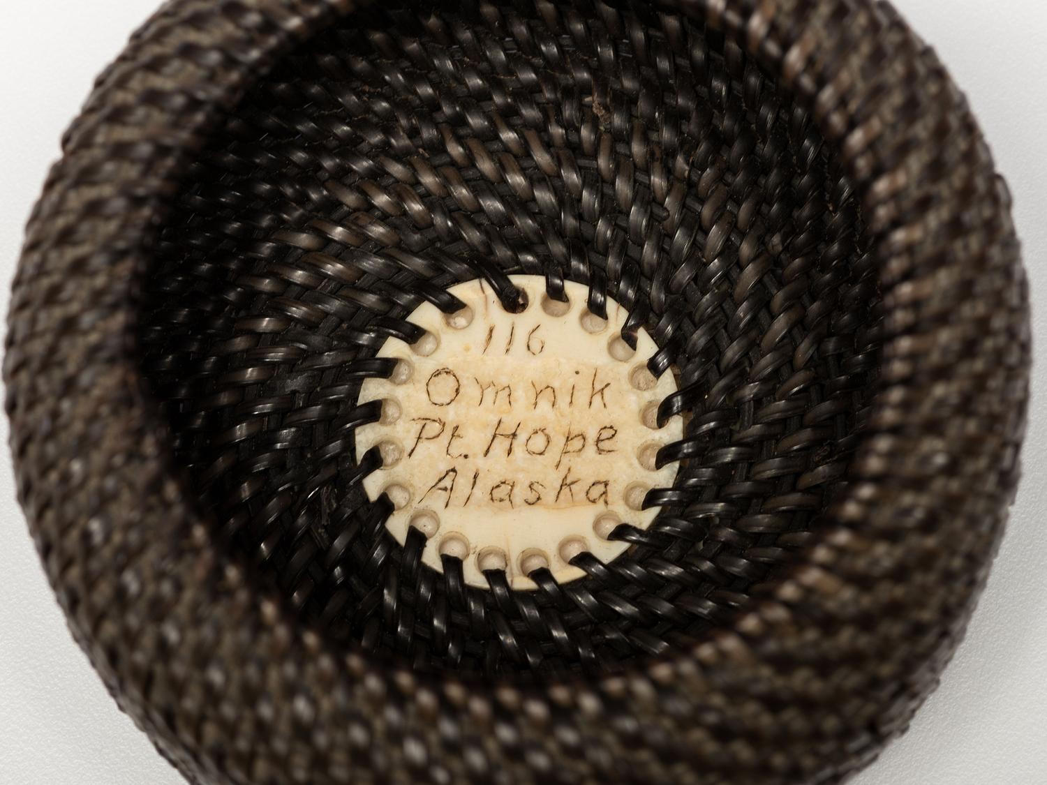 Lidded Baleen Basket, with Carved Bear and Seal Finial