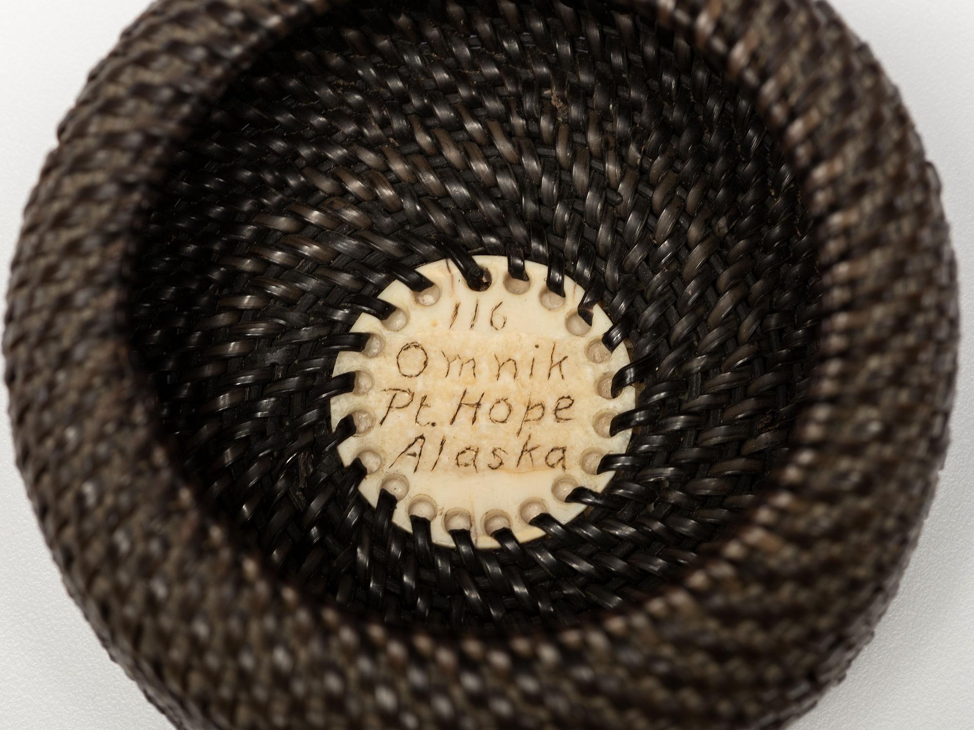 Lidded Baleen Basket, with Carved Bear and Seal Finial