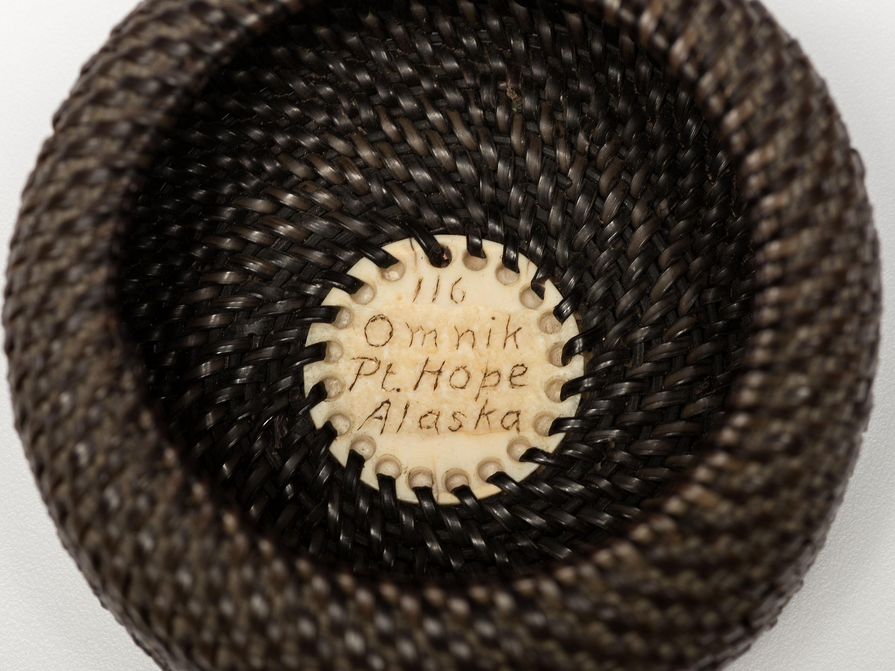 Lidded Baleen Basket, with Carved Bear and Seal Finial