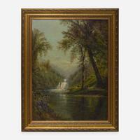 Edmund Darch Lewis (American, 1835–1910) - Cascading Waterfall in Spring Landscape