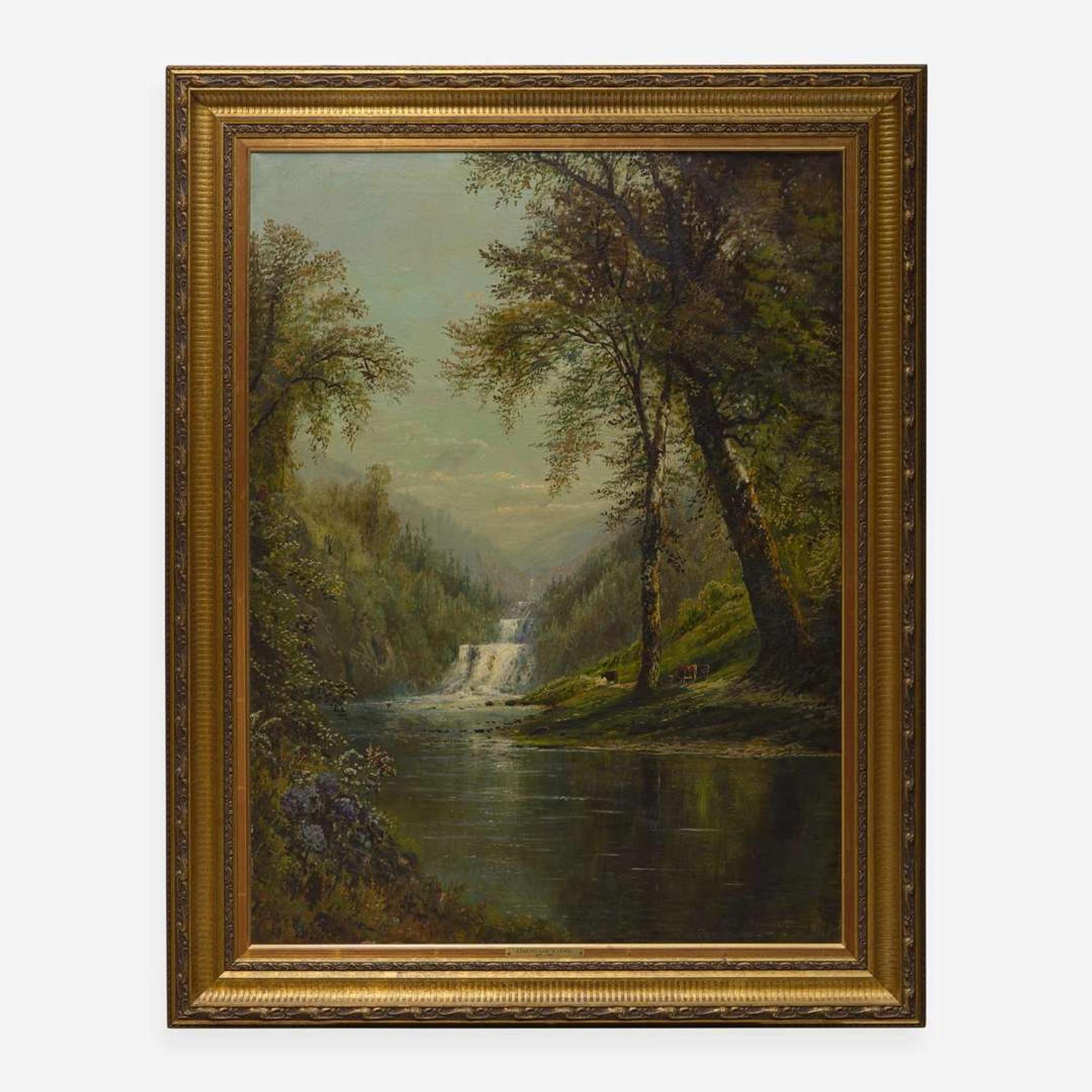 Edmund Darch Lewis (American, 1835–1910) - Cascading Waterfall in Spring Landscape