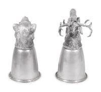 A Set of Sixteen Boar and Stag Head Silver-Plate Stirrup Cups
