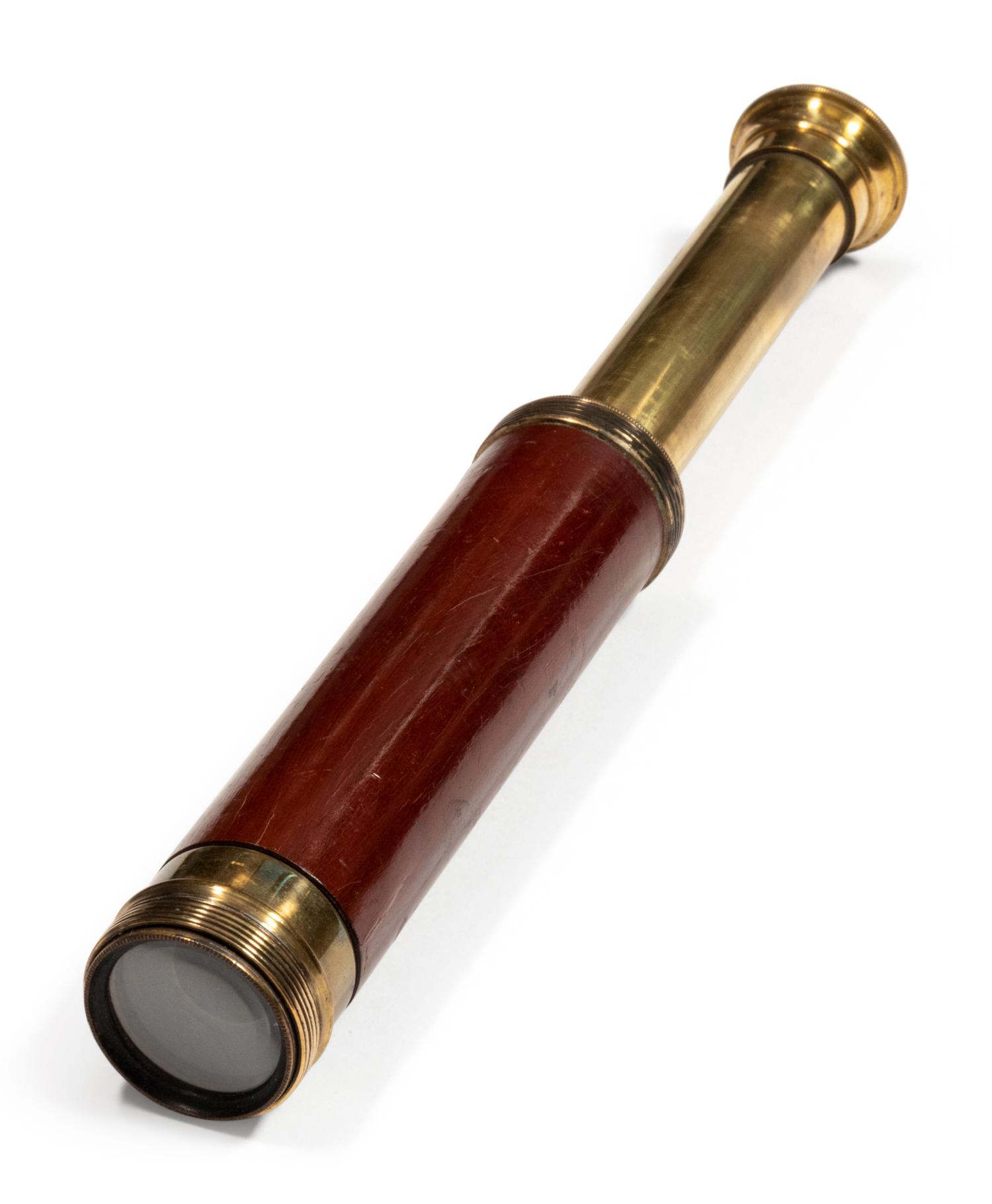 A Brass and Mahogany Mounted Malacca Ship's Captain 'System' Walking Stick
