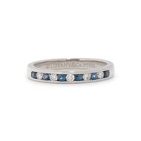 TIFFANY & CO., PLATINUM, DIAMOND AND SAPPHIRE RING