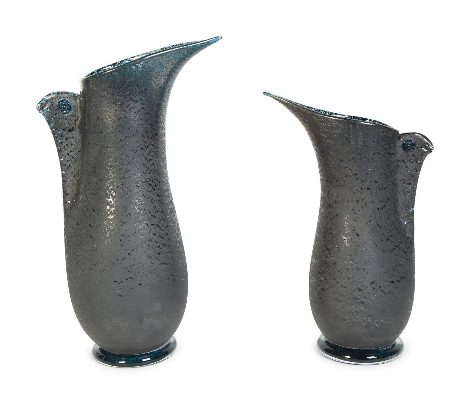 A Graduated Pair of Murano Glass Barbarico Pitchers by Barovier and Toso — 20TH CENTURY