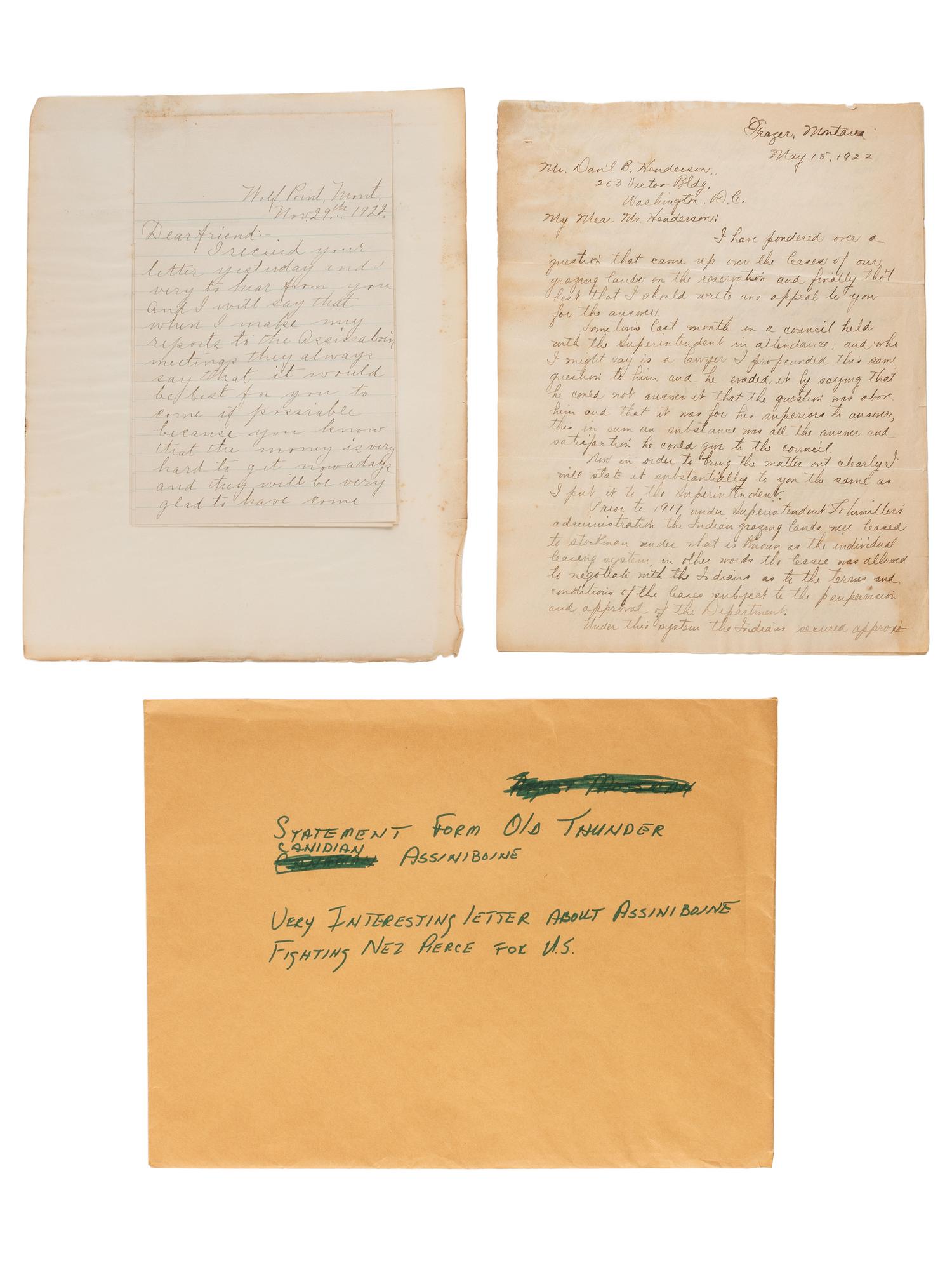 [NATIVE AMERICAN]. Archive of documents related to the Assiniboine and Sisseton Sioux tribes.