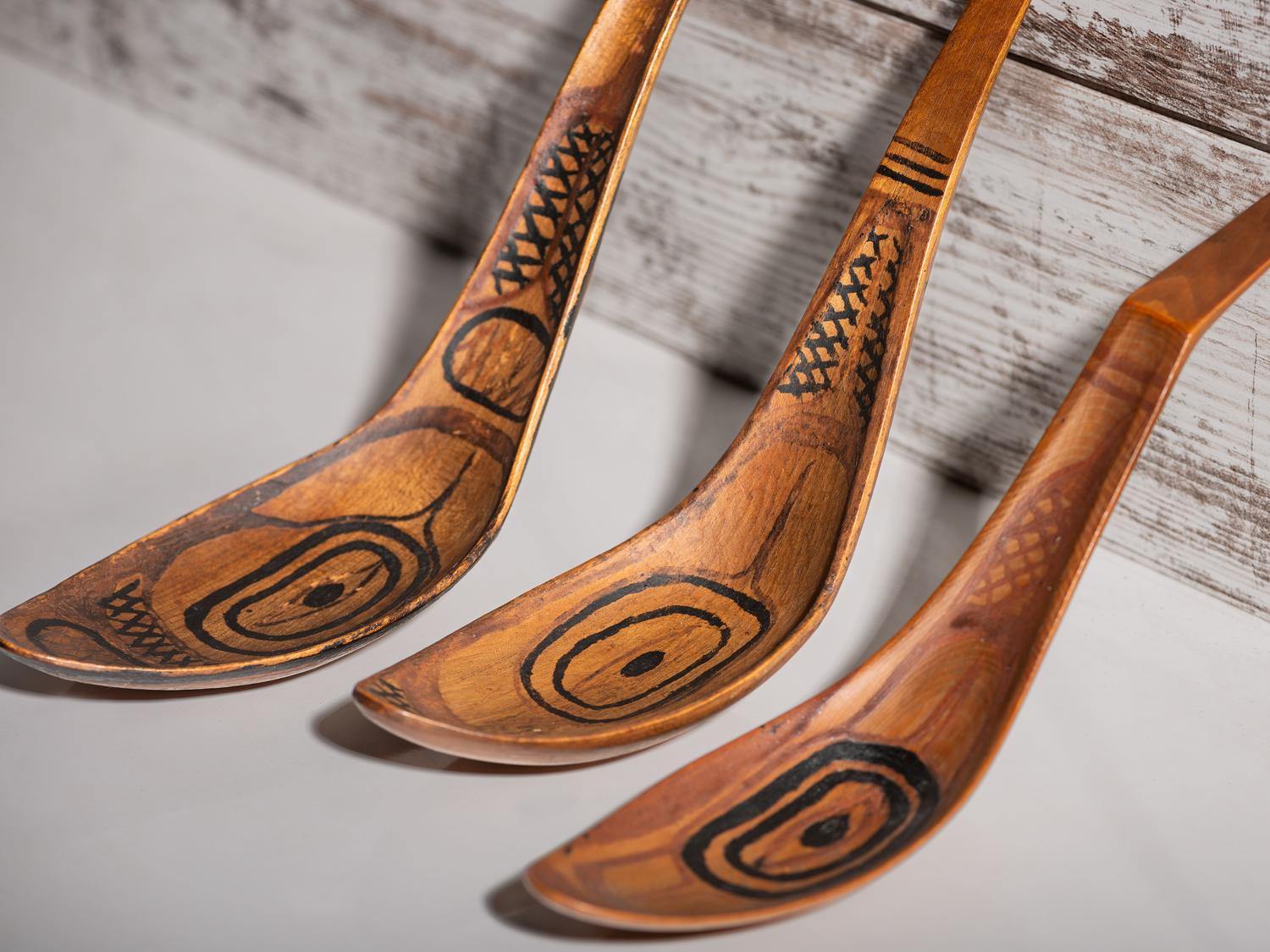 Northwest Coast Painted Wood Spoons