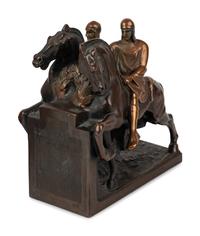 A Pair of Bronze Figural Bookends