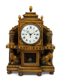A South German Painted and Parcel Gilt Mantel Clock