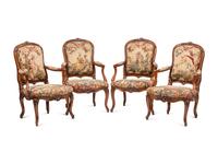 A Set of Four Louis XV Beechwood Fauteuils