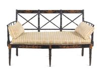 A Regency Black-Painted and Stencil-Decorated Settee