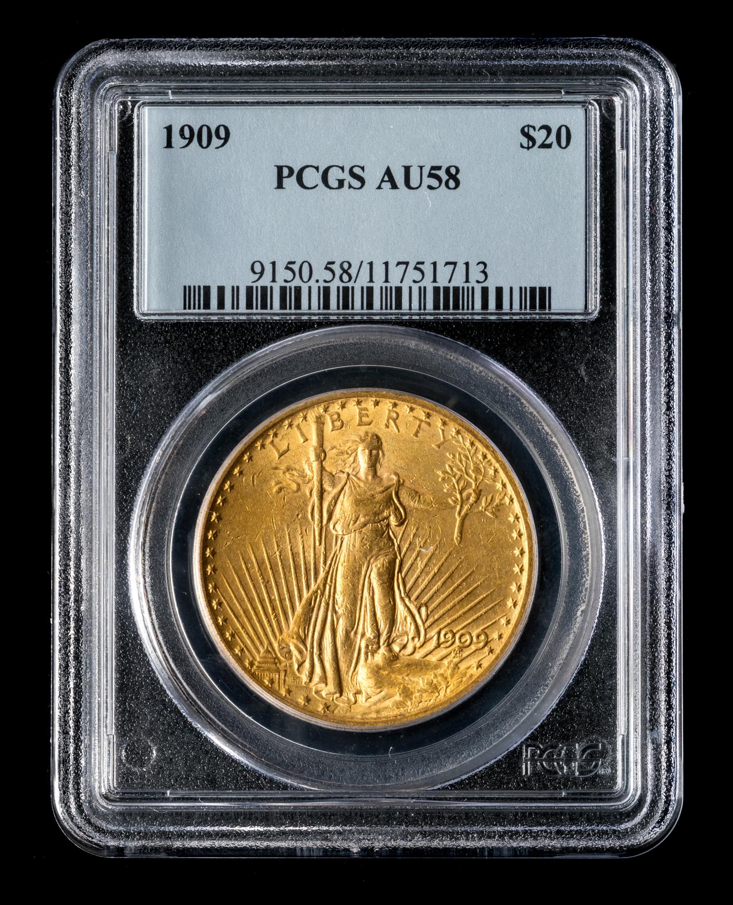 A United States 1909 St. Gaudens $20 Gold Coin
