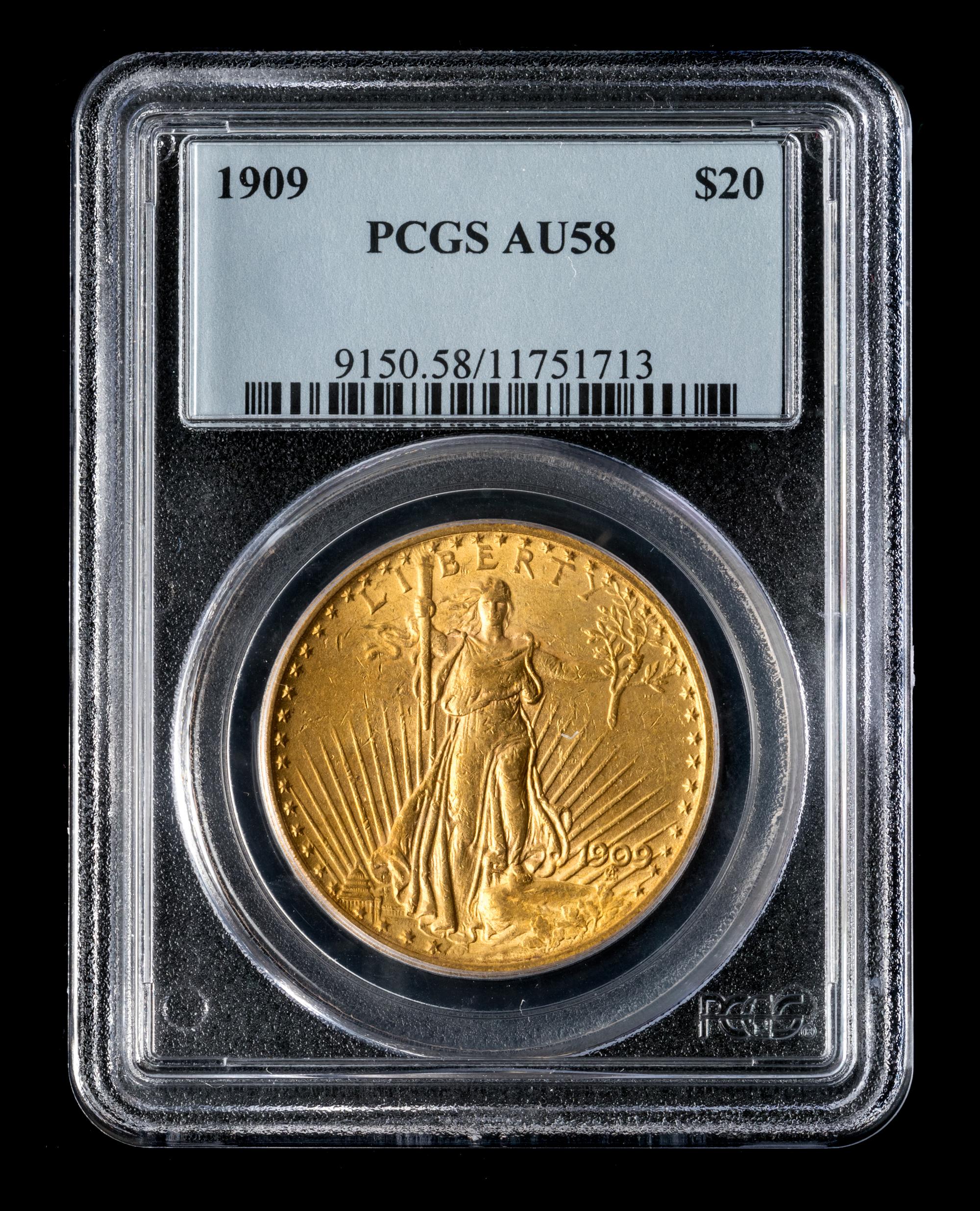 A United States 1909 St. Gaudens $20 Gold Coin