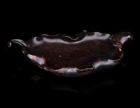 A Large Carved Rosewood Leaf-Form Tray