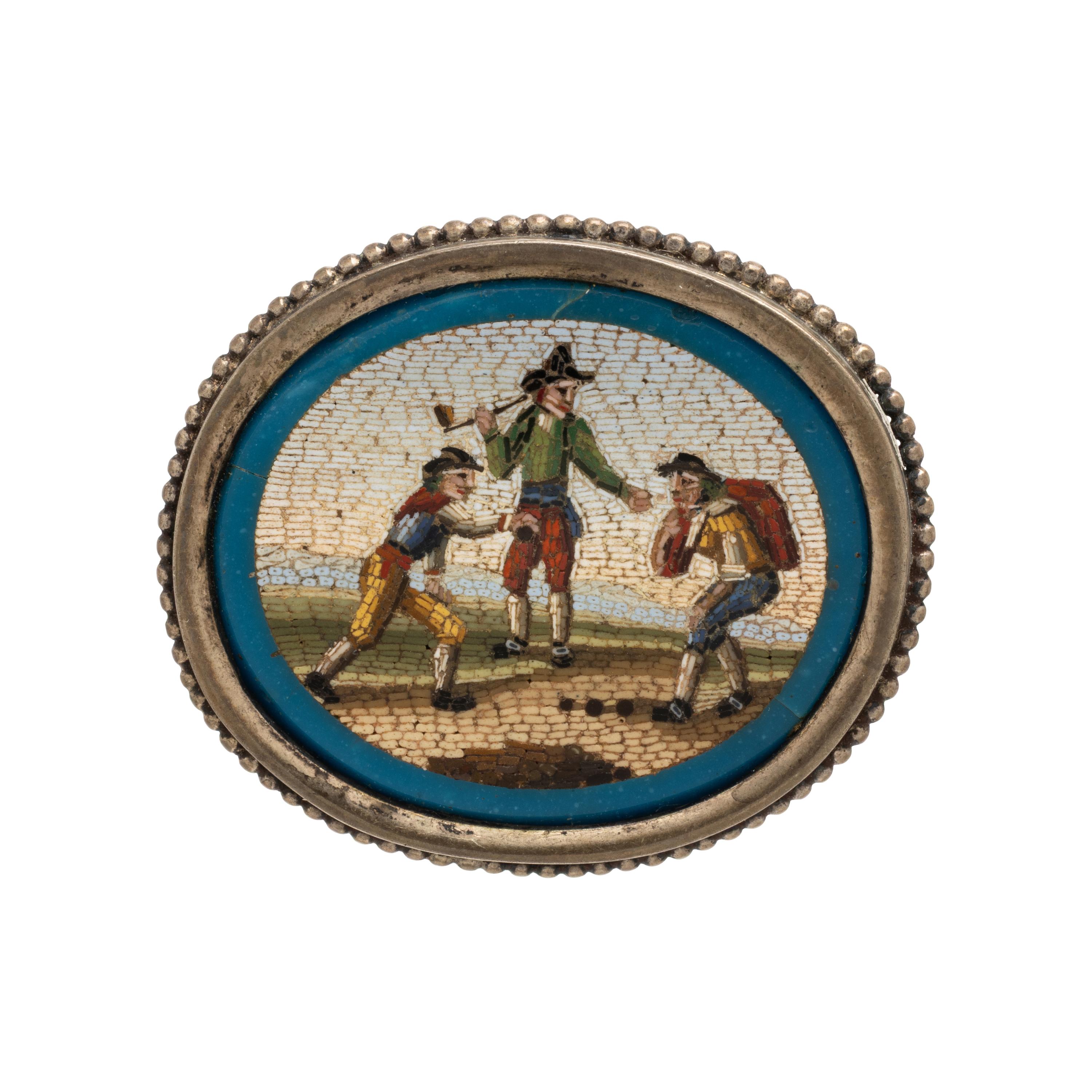 Antique, Silver Micromosaic Brooch