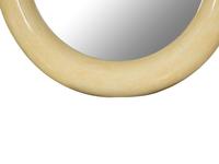 A Mid-Century Tesselated Bone and Brass Circular Mirror