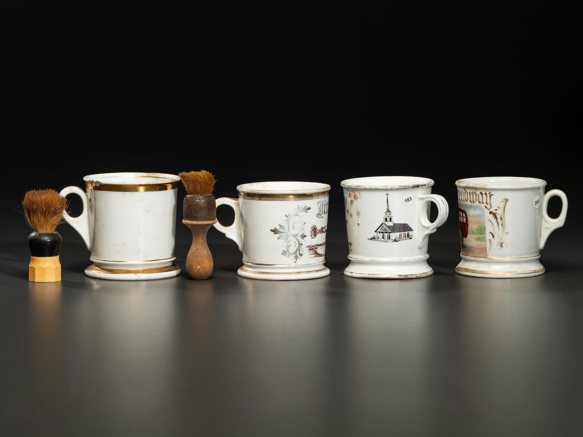 Four Porcelain Shaving Mugs