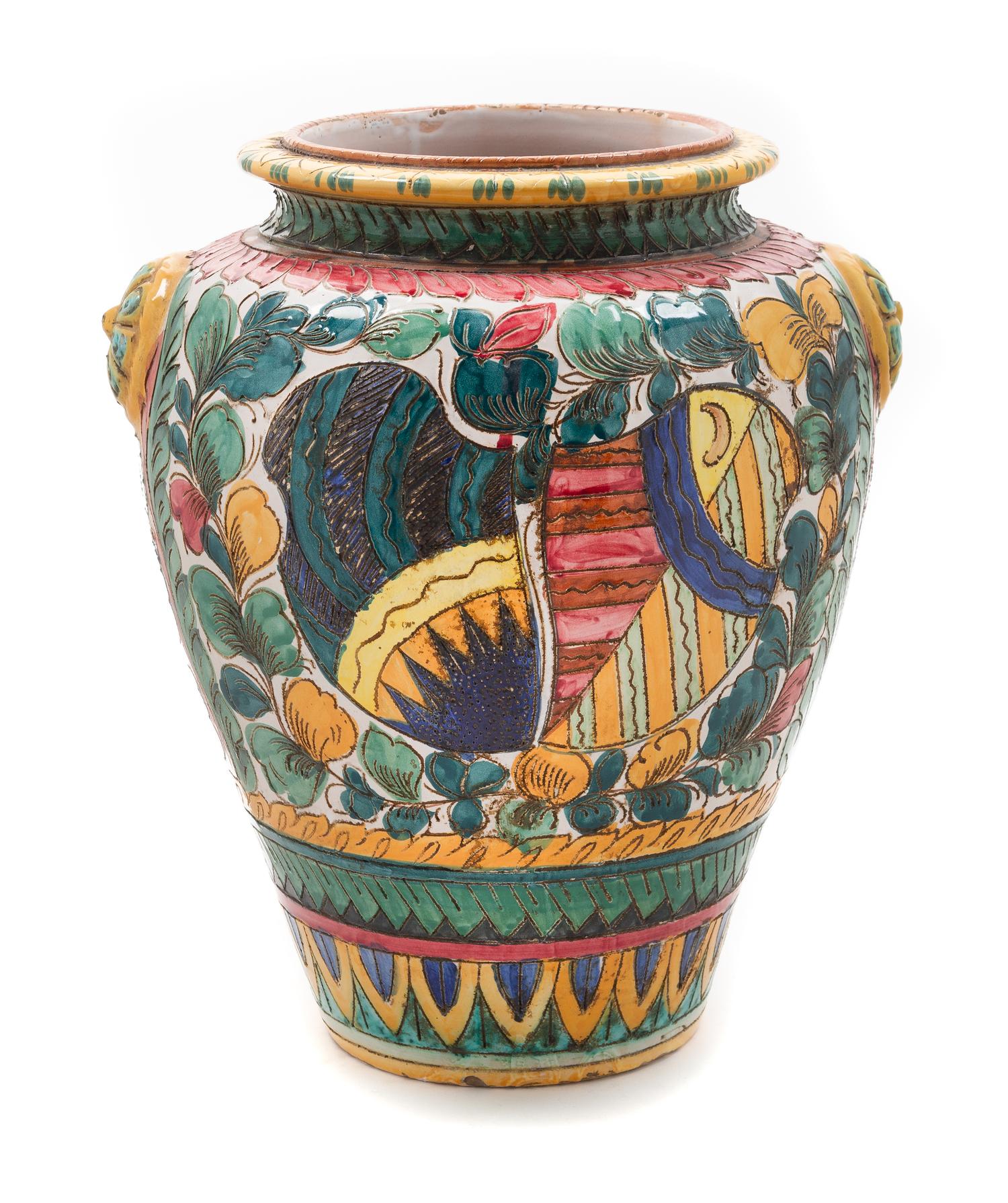 A Continental Faience Vase Height 14 3/4 inches. — 19TH CENTURY
