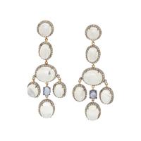 MOONSTONE, TANZANITE AND DIAMOND EARRINGS