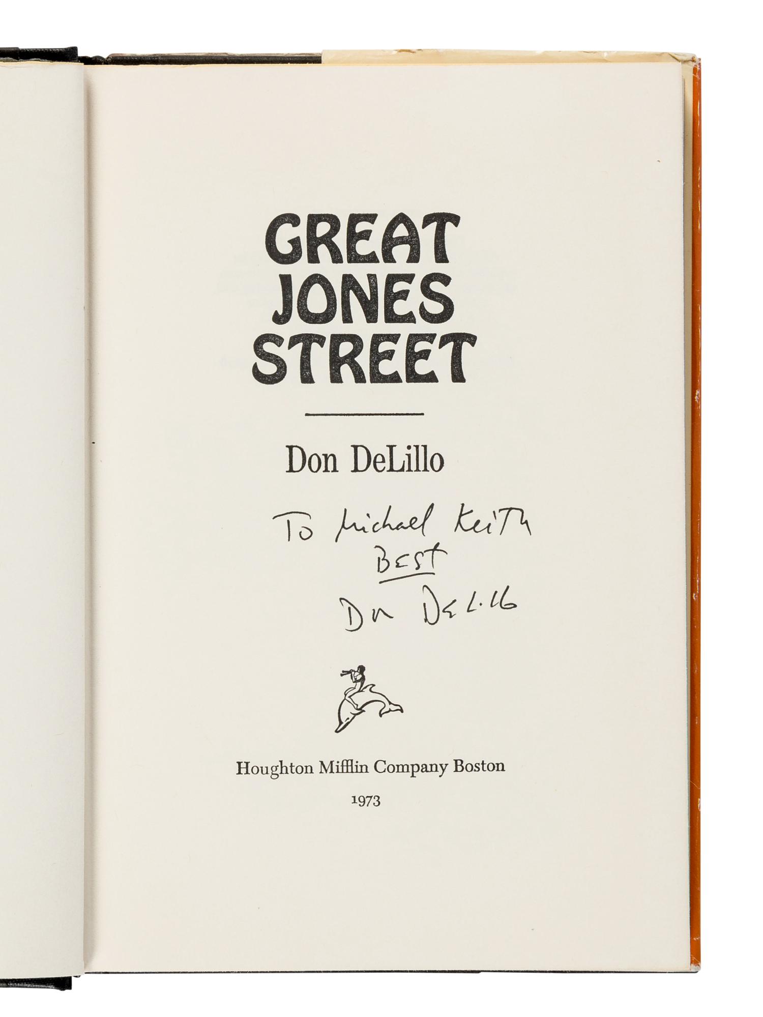 DeLILLO, Don (b. 1936). A group of 9 works by DeLillo, MOST FIRST EDITIONS, MOST SIGNED, comprising: