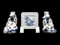 Three Japanese Blue and White Porcelain Scholar's Objects