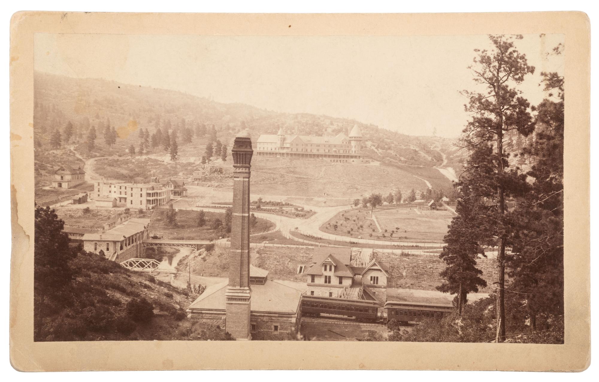 [NEW MEXICO]. A group of 4 photographs of New Mexico, incl. the Montezuma Hotel and Hot Springs in Las Vegas and the Palace of the Governors and Senate Chamber in Santa Fe.
