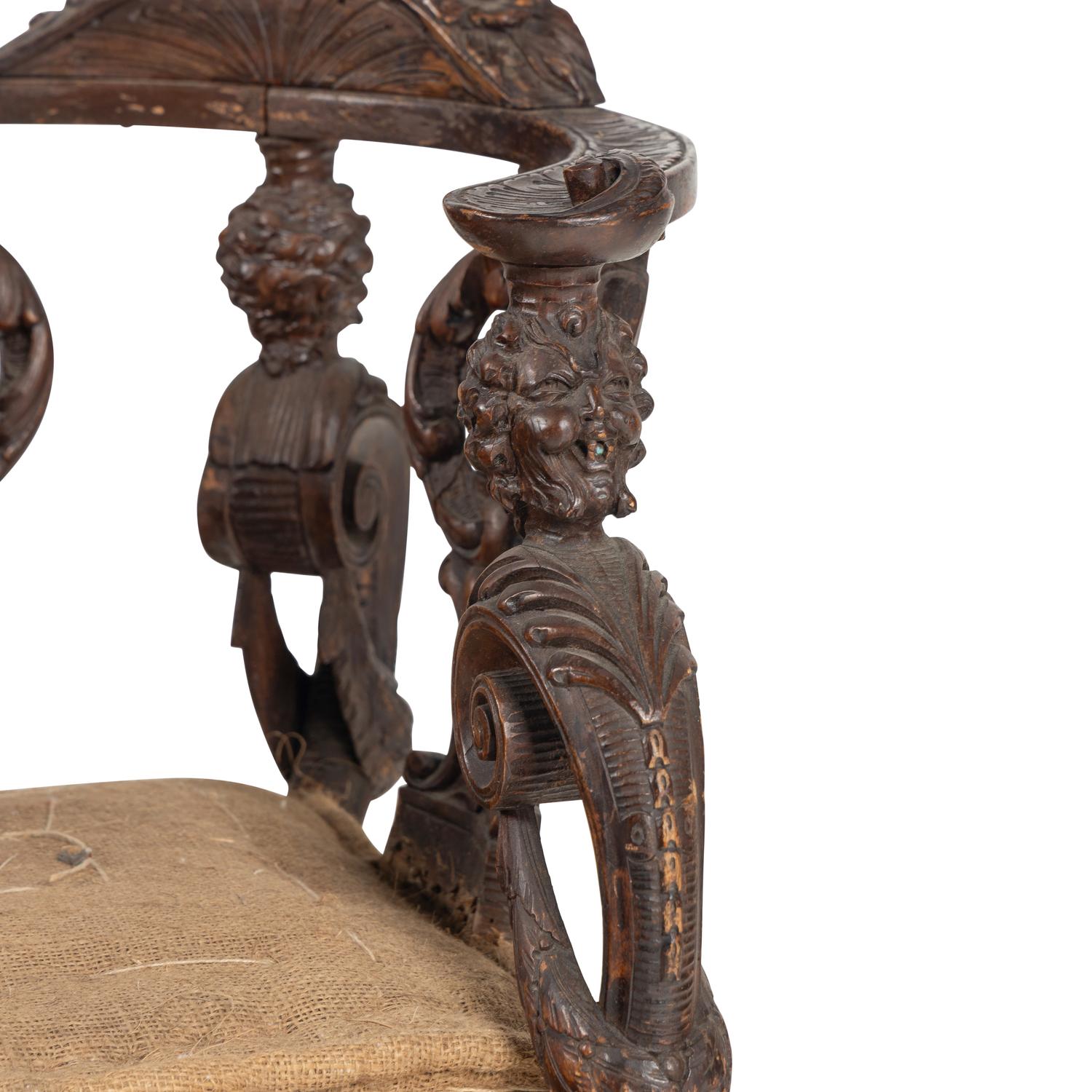 An Italian Carved Walnut Tête-à-Tête